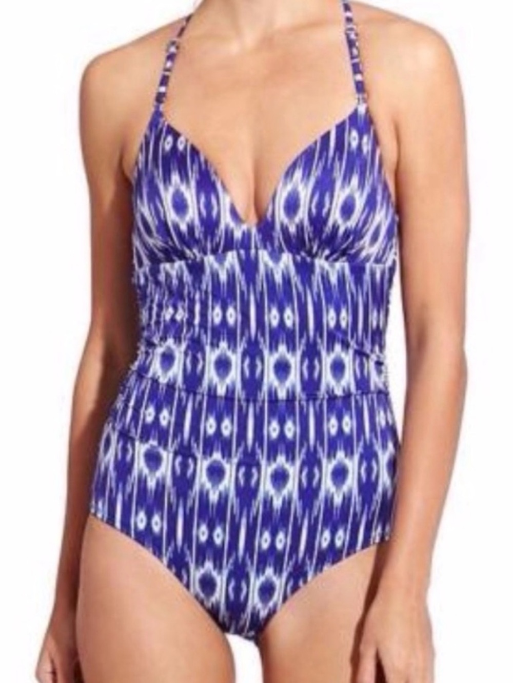 NWOT Athleta Aqualuxe Print Molded Tankini Top Amalfi Blue